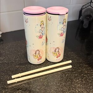 Zak! Kids Princess Tumbler Set with Pink Lids and Straw